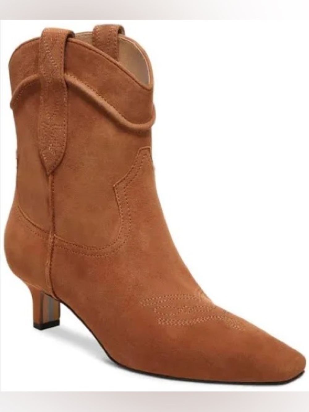 Women's Suede Western Ankle Boots - Brown